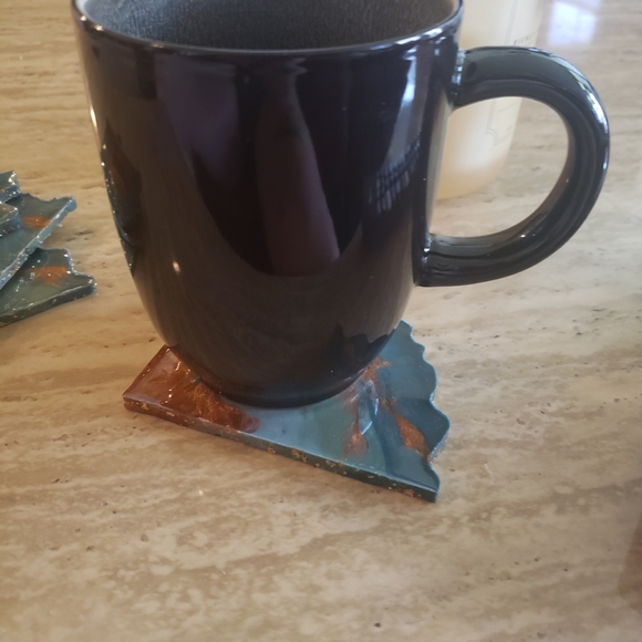 Hand Poured Resin Coaster Set - Picture 2 of 3
